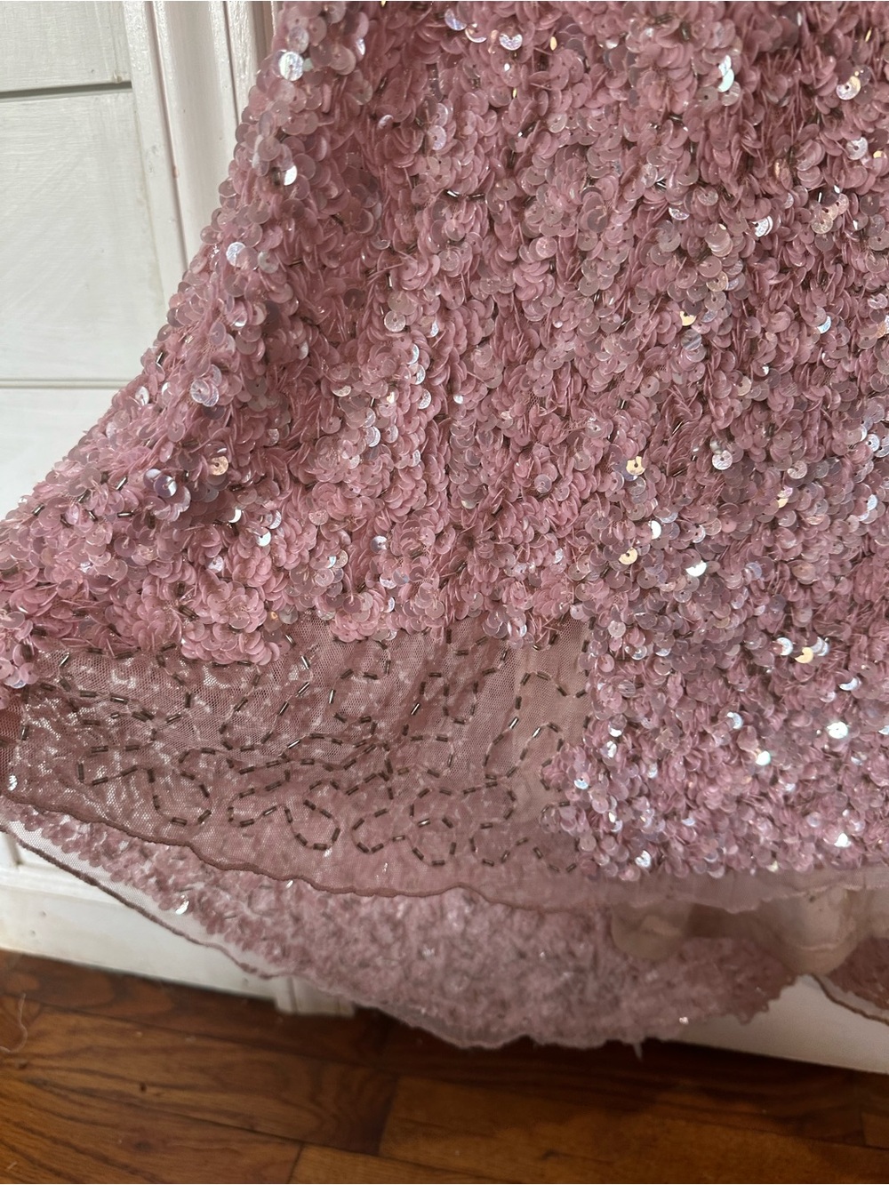 Sherri Hill Blush Pink Strapless Sequin Column Gown - Picture 11 of 13